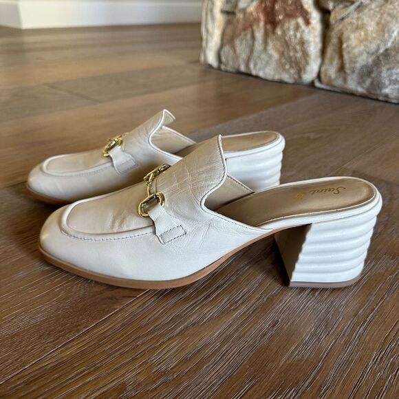 SAINT G JASMINE  OFF WHITE BLOCK HEEL MULE - Picture 8 of 13